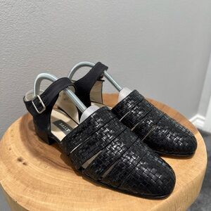 Bally Black Leather Woven Sandals